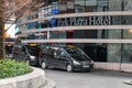 London, United Kingdom - February 02, 2019: Black taxi vans waiting in front Park Plaza hotel at one of their branches in