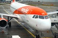 London, United Kingdom - February 05, 2019: Easyjet Airbus A 320 - 214 waits at Luton airport. easy Jet, is a British low cost