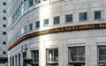 London, United Kingdom - February 03, 2019: Exit from Brexit ` on Thomson Reuters rolling news screen at Canary Wharf. Royalty Free Stock Photo