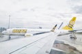 London, United Kingdom, February 25, 2024: Large Jetliner Parked on Airport Tarmac