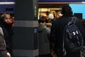 London, United Kingdom - February 01, 2019: Passengers getting on off underground tube train at London Bridge station platform Royalty Free Stock Photo