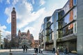 London, United Kingdom - February 02, 2019: People walking in front of Westminster Cathedral on bright cold day. It`s the main