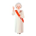 London, United Kingdom - 16 February 2022: Queen Elizabeth II full length ceremonial vector portrait. The Queen's