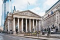 London, United Kingdom - February 02, 2019: Royal Exchange front gate near Bank station. It is centre of commerce, first opened