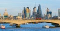 London, United Kingdom, February 17, 2018:Skyline of City of London with Waterloo brodge in the foreground, business