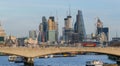 London, United Kingdom, February 17, 2018:Skyline of City of London with Waterloo brodge in the foreground, business