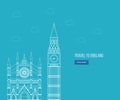 London, United Kingdom flat icons design travel concept Royalty Free Stock Photo