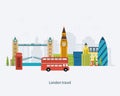 London, United Kingdom flat icons design travel Royalty Free Stock Photo