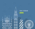 London, United Kingdom flat icons design travel Royalty Free Stock Photo