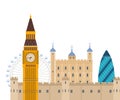 London, United Kingdom flat icons design travel Royalty Free Stock Photo