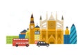 London, United Kingdom flat icons design travel