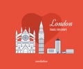 London, United Kingdom flat icons design travel Royalty Free Stock Photo