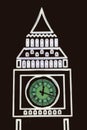 Glowing neon line Big Ben tower icon isolated