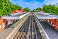 London, The United Kingdom of Great Britain: Colorful London train station Royalty Free Stock Photo