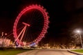 London Eye Giant Ferris Wheel illuminated at night in London, UK Royalty Free Stock Photo