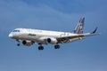 Alitalia CityLiner Embraer 190 airplane London City airport SkyTeam special colors Royalty Free Stock Photo