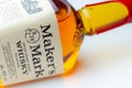 LONDON, UNITED KINGDOM - JULY 24, 2022 Bottle of the Maker`s Mark small batch bourbon whiskey produced in Loretto, Kentucky, by