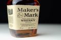 LONDON, UNITED KINGDOM - JULY 24, 2022 Bottle of the Maker`s Mark small batch bourbon whiskey produced in Loretto, Kentucky, by