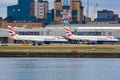 British Airways BA CityFlyer Embraer 190 airplanes London City airport Royalty Free Stock Photo