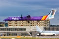 Flybe Bombardier DHC-8-400 airplane London City airport