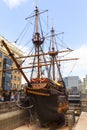 Golden Hind, replica of a 16th century ship in the seafront of St Mary Overie, London, United Kingdom