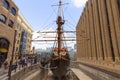 Golden Hind, replica of a 16th century ship in the seafront of St Mary Overie, London, United Kingdom