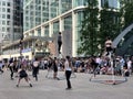 London, United Kingdom - June 29, 2019: Live performers in Canada Square in Canary Wharf Royalty Free Stock Photo