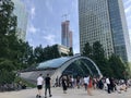 London, United Kingdom - June 29, 2019: People in Canada Square in the financial district of Canary Wharf Royalty Free Stock Photo