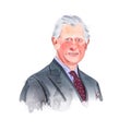 London, United Kingdom - 01 March 2023: Charles III King of the United Kingdom watercolour vector portrait. The