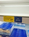 London, United Kingdom - March 30, 2020: Empty shelves where Paracetamol / Ibuprofen products were displayed. During covid-19