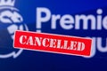 LONDON, UNITED KINGDOM, MARCH. 16. 2020: England Football League Cancelled or Postponed due Coronavirus Covid-19. Red tittle