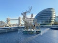 Animal Christmas decorations next to Tower Bridge, London, UK Royalty Free Stock Photo