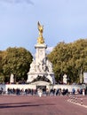 London, United Kingdom - November 29 2019: Iconic golden painted Victoria Memorial near famous Buckingham Palace and