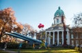 London, United Kingdom, November 18, 2018, Imperial War Museum with Weeping Window Poppies