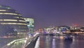 London, United Kingdom - November 24, 2019: Night view on the London Skyline at Thamse River Royalty Free Stock Photo