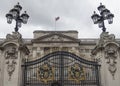 Gate of Buckingham palace with the flag as a sign the queen of England is at home Royalty Free Stock Photo