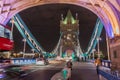 LONDON, UNITED KINGDOM - OCTOBER 4, 2017: Night view of Tower Bridge in Londo Royalty Free Stock Photo