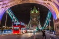 LONDON, UNITED KINGDOM - OCTOBER 4, 2017: Night view of Tower Bridge in Londo Royalty Free Stock Photo