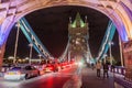 LONDON, UNITED KINGDOM - OCTOBER 4, 2017: Night view of Tower Bridge in Londo Royalty Free Stock Photo