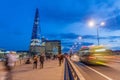 LONDON, UNITED KINGDOM - OCTOBER 4, 2017: Night view of traffic on London Bridge in Londo Royalty Free Stock Photo