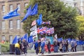 People and Bunch Of Flags of European Union and Great Britain