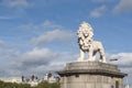 Statue of the South Bank Lion, a coade stone sculpute on the north side of Westminster Royalty Free Stock Photo