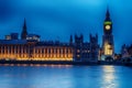 London, the United Kingdom: the Palace of Westminster with Big Ben, Elizabeth Tower, viewed from across the River Thames Royalty Free Stock Photo
