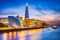 London, United Kingdom. Skyline view of the famous New London, City Hall and Shard, Thames River Royalty Free Stock Photo