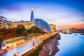 London, United Kingdom. Skyline view of the famous New London, City Hall and Shard, Thames River southbank Royalty Free Stock Photo