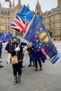 Pro EU protesters outside the Houses of Parliament