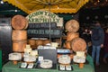 A variety of cheeses for sale