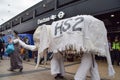 HS2 protest at Euston Station, London, September 2021