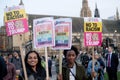 London, United Kingdon - Febuary 20th, 2017: Protesters gather in Parliment Square to protest the invitation to United States Pre