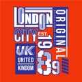 London urban city graphic t shirt typography vector illustration Royalty Free Stock Photo